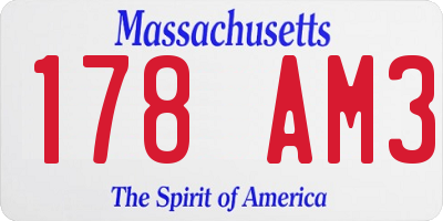 MA license plate 178AM3