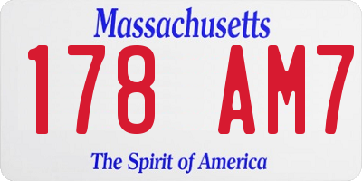 MA license plate 178AM7
