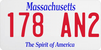 MA license plate 178AN2