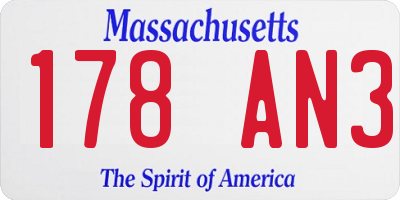 MA license plate 178AN3