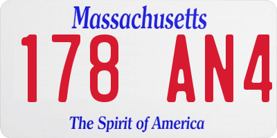 MA license plate 178AN4