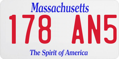 MA license plate 178AN5