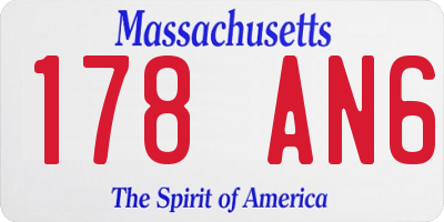 MA license plate 178AN6