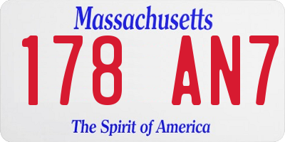 MA license plate 178AN7