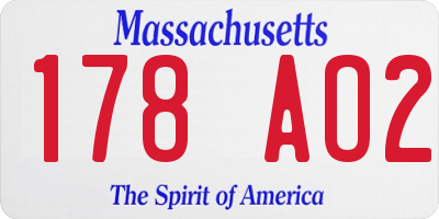 MA license plate 178AO2