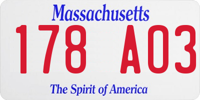 MA license plate 178AO3