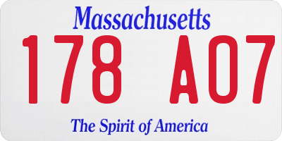 MA license plate 178AO7