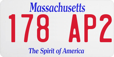 MA license plate 178AP2