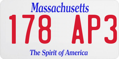 MA license plate 178AP3