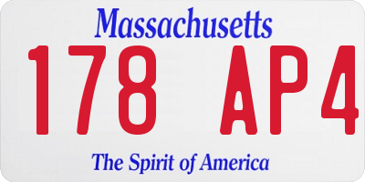 MA license plate 178AP4