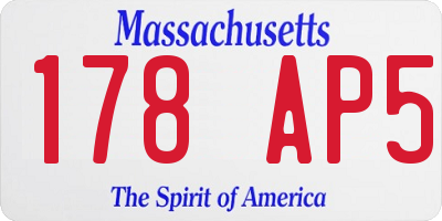 MA license plate 178AP5