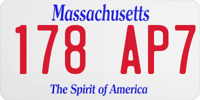 MA license plate 178AP7