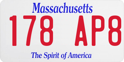 MA license plate 178AP8