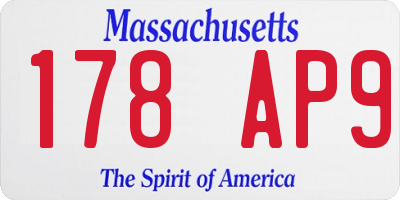 MA license plate 178AP9