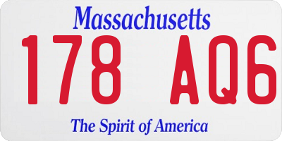 MA license plate 178AQ6