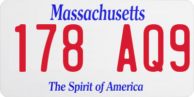 MA license plate 178AQ9