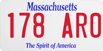 MA license plate 178AR0
