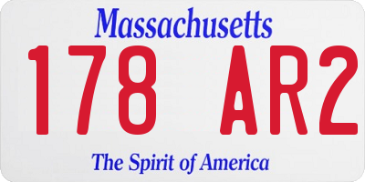MA license plate 178AR2
