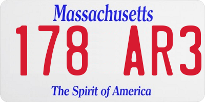 MA license plate 178AR3