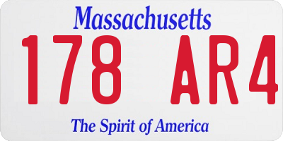 MA license plate 178AR4
