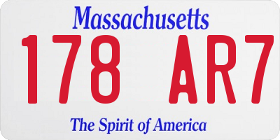 MA license plate 178AR7