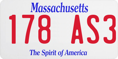 MA license plate 178AS3