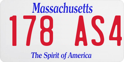 MA license plate 178AS4
