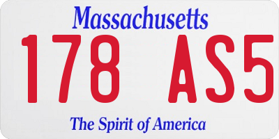 MA license plate 178AS5