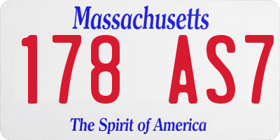 MA license plate 178AS7