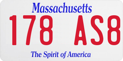 MA license plate 178AS8