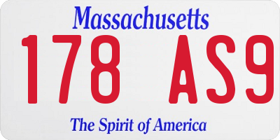 MA license plate 178AS9