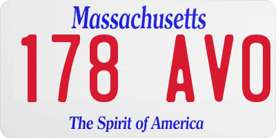 MA license plate 178AV0