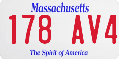 MA license plate 178AV4