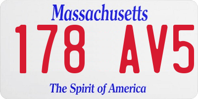 MA license plate 178AV5