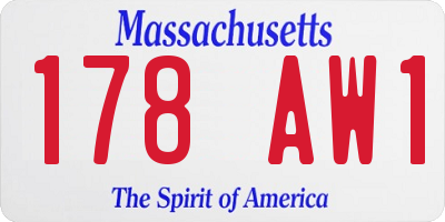 MA license plate 178AW1