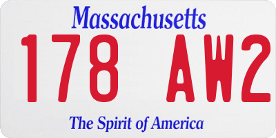 MA license plate 178AW2