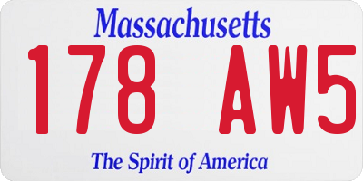 MA license plate 178AW5