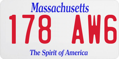 MA license plate 178AW6