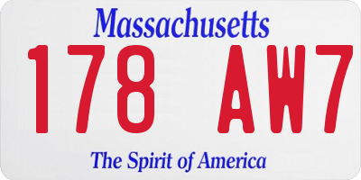 MA license plate 178AW7
