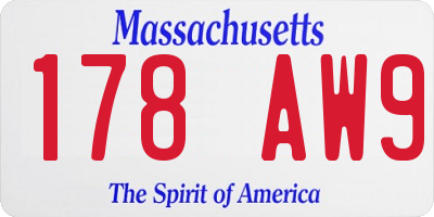 MA license plate 178AW9