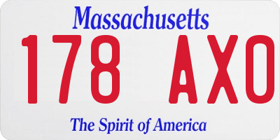 MA license plate 178AX0