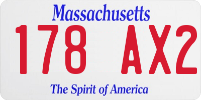 MA license plate 178AX2