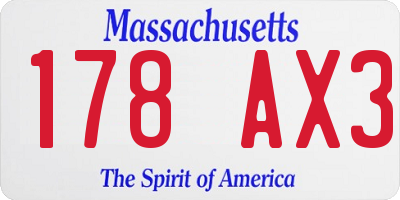 MA license plate 178AX3