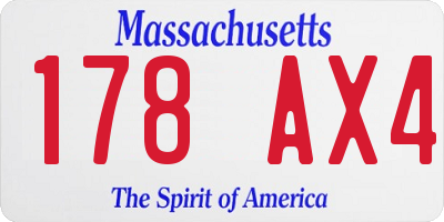 MA license plate 178AX4