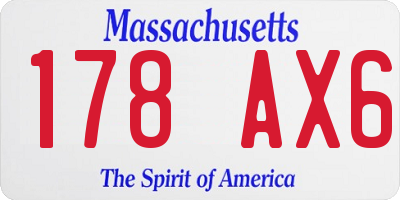MA license plate 178AX6