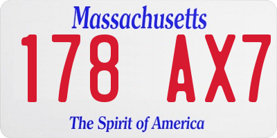 MA license plate 178AX7
