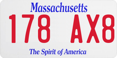 MA license plate 178AX8