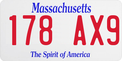 MA license plate 178AX9
