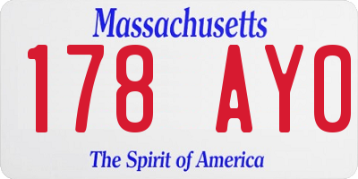 MA license plate 178AY0