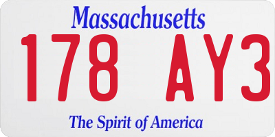 MA license plate 178AY3